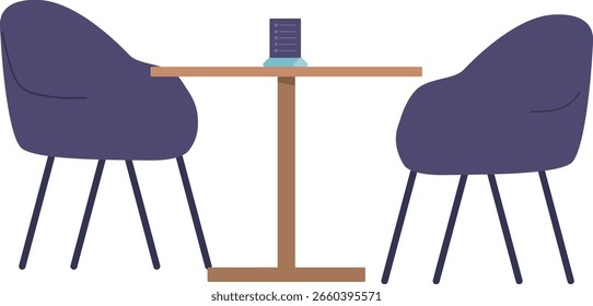 Mesa de café con sillas Ilustración vectorial