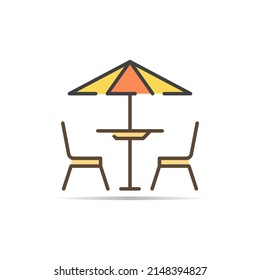 cafe table icon of color style vector template