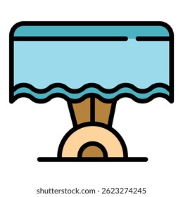 Cafe table icon. Outline cafe table vector icon color flat isolated