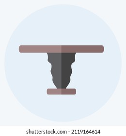 Icono de la mesa de café en un estilo plano de moda aislado en un fondo azul suave