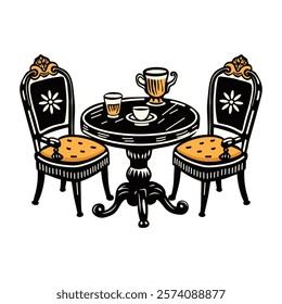 Cafe table icon in vintage style