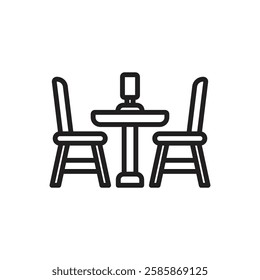 Cafe Table Outline Icon Vector Illustration