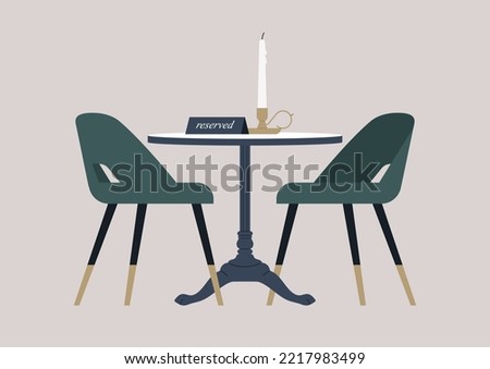 A cafe table reservation, a fine dining restaurant with vintage furniture and accessories
