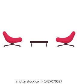 Cafe table side view vector flat icon illustration. Restaurant cartoon food dinner outdoor furniture. Interior city set bistro
