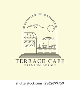 cafe terrace logo line art graphic design icon template simple minimalist vector illustration