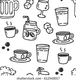 Cafe theme seamless pattern. Restaurant wallpaper design