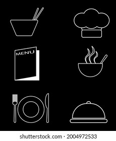 Cafe themed flat designs. Restaurant Symbols. kitchen elements