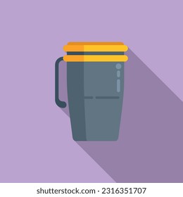 Cafe thermo cup icon flat vector. Coffee travel. Flask recycle