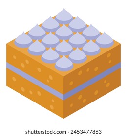 Icono de tiramisú café isométrico Vector. Galleta de crema. Postre de comida