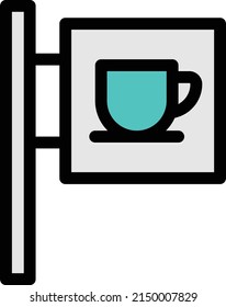 icono de línea de color de vector de café