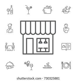 Cafe vector icon on the white background. Simple Set of restaurant Vector Line Icons.