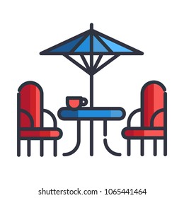 Cafe vector outline illustration symbol object. Thin line icon style concept design