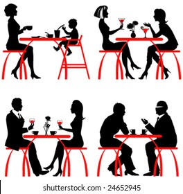 Cafe. Vector silhouettes