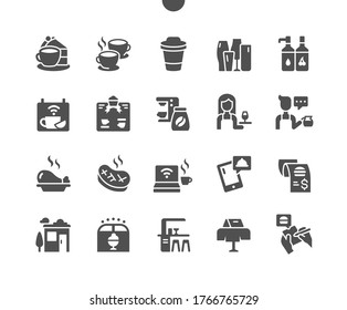 Cafe Iconos sólidos Pixel Perfect Vector de excelente diseño 30 2x Grid para gráficos y aplicaciones web. Pictograma mínimo simple