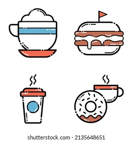 Cafe_brown Conjunto De Icono Plano Aislado En Fondo Blanco