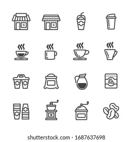 cafe,coffee shop icon set/Flat icon set design, Out line vector icon set for design.