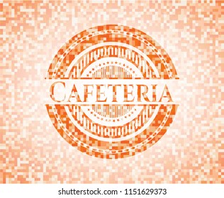 Cafeteria abstract emblem, orange mosaic background