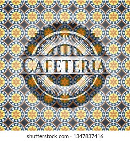 Cafeteria arabesque emblem background. arabic decoration.