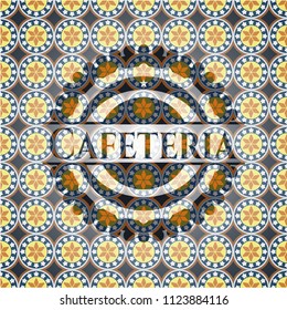 Cafeteria arabic style emblem. Arabesque decoration.