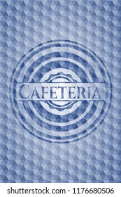 Cafeteria blue polygonal emblem.