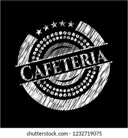 Cafeteria chalkboard emblem written on a blackboard