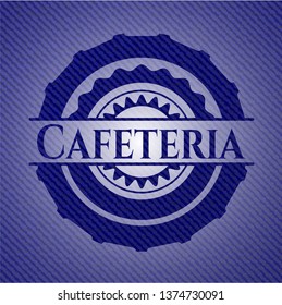 Cafeteria emblem with denim texture