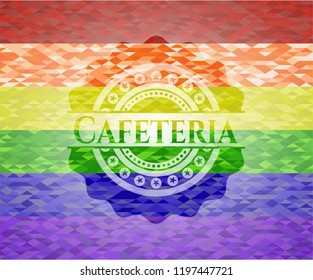 Cafeteria emblem on mosaic background with the colors of the LGBT flag