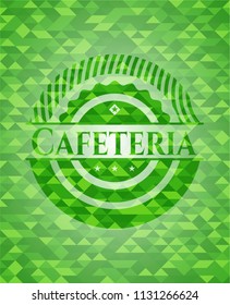 Cafeteria green emblem with mosaic background