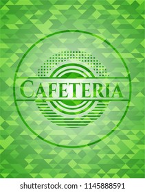 Cafeteria green emblem. Mosaic background