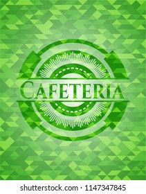 Cafeteria green emblem. Mosaic background