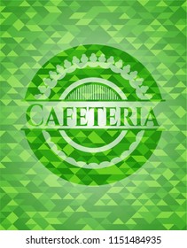 Cafeteria green emblem with mosaic ecological style background