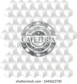 Cafeteria grey emblem with geometric cube white background