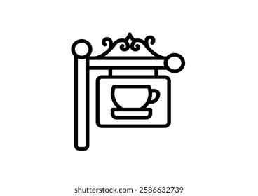 Cafeteria icon designed in a line style on white background.