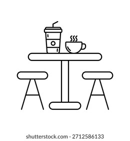 Cafeteria Symbol in einem Linienstil entworfen. Esstisch-Symbol. Einfaches grafisches Element.