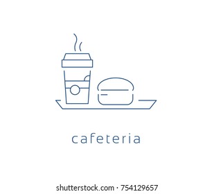 Cafeteria Icon, food icon, Fast food, coffee, burger outline icon