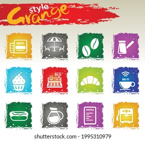 Cafeteria icon set for your design. Grange icons style