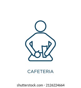 cafeteria icon. Thin linear cafeteria outline icon isolated on white background. Line vector cafeteria sign, symbol for web and mobile