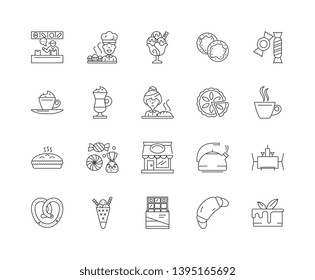 Cafeteria line icons, signs, vector set, outline illustration concept 