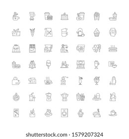 Cafeteria linear icons, signs, symbols vector line illustration set