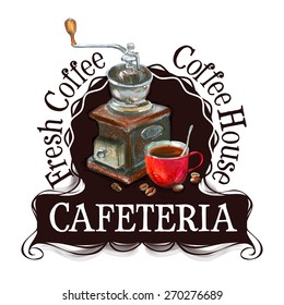cafeteria logo design template. fresh coffee or cappuccino icon.