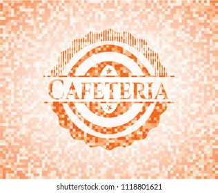 Cafeteria orange mosaic emblem with background