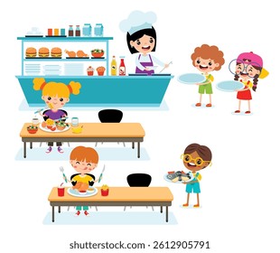 Cafeteria Scene With Cartoon Characters