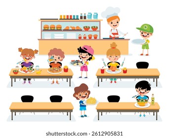 Cafeteria Scene With Cartoon Characters