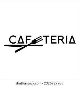 Cafeteria word design with fork and knife. Vector illustration.