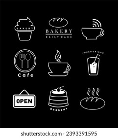 Cafe-themed flat designs, simple flat designs, also suitable for minimalist logos
