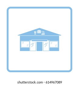 Caffe in amusement park icon. Blue frame design. Vector illustration.
