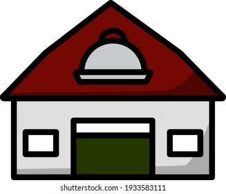 Caffe In Amusement Park Icon. Editable Outline With Color Fill Design. Vector Illustration.
