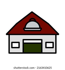 Caffe in Vergnügungspark Symbol. Bearbeitbare, fette Rahmenlinie mit Farbfülldesign. Vektorgrafik.