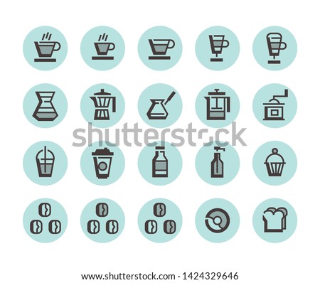 caffe, icons set, coffee, vector, icon, pictograms, take away, cup, food and coffee, drinks, cupcake, only coffee, mug