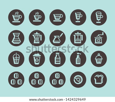 caffe, icons set, coffee, vector, icon, pictograms, take away, cup, food and coffee, drinks, cupcake, only coffee, mug